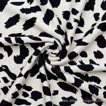 Stickad viskos leopard tryckt spandex singel jersey tyg